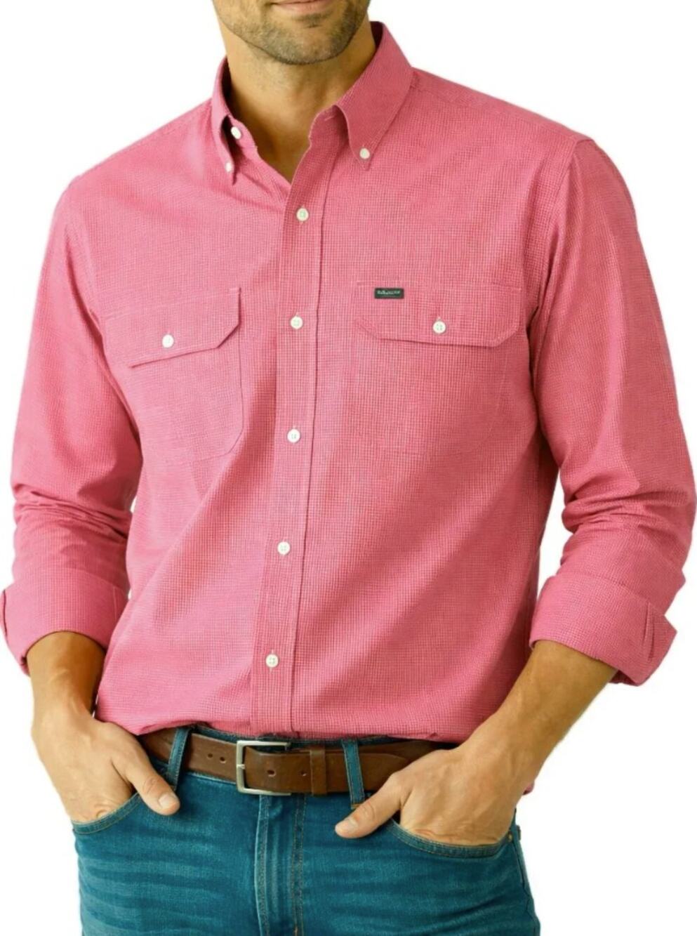 Ralph Lauren Shirt Mens L Red Gingham Plaid Cotton Button Down Western Preppy